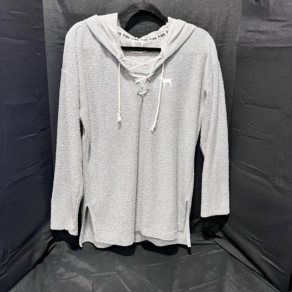 Victoria's Secret PINK Lt. Blue Pullover Hoodie with Tie Front Accent  W-M